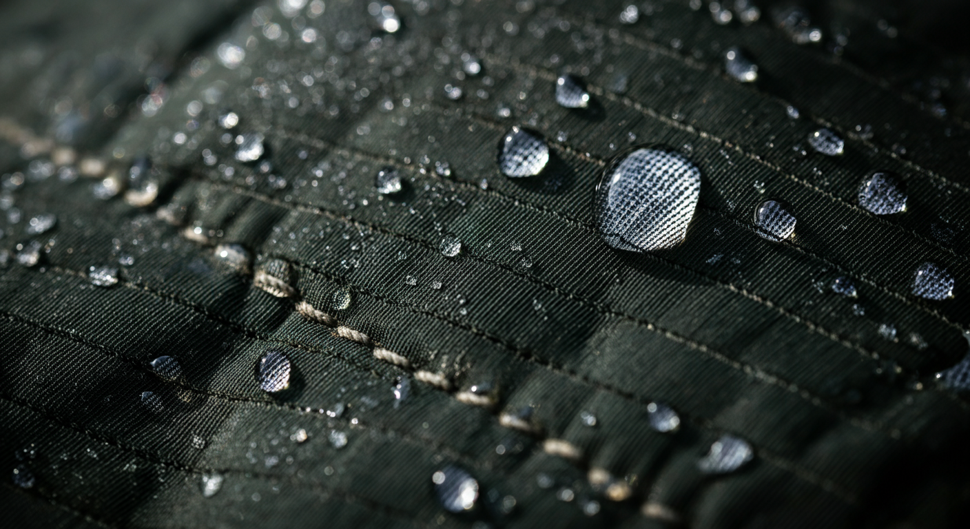 Macro photography of ripstop fabric and waterproof coating